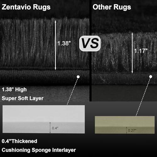 Zentavio Black Area Rugs for Living Room Bedroom 4x6 Men Room Carpet Fluffy Furry Shag Aesthetic Plush High Pile Floor Rug for Nursery Kids Room Dorm Home Decor - Image 3
