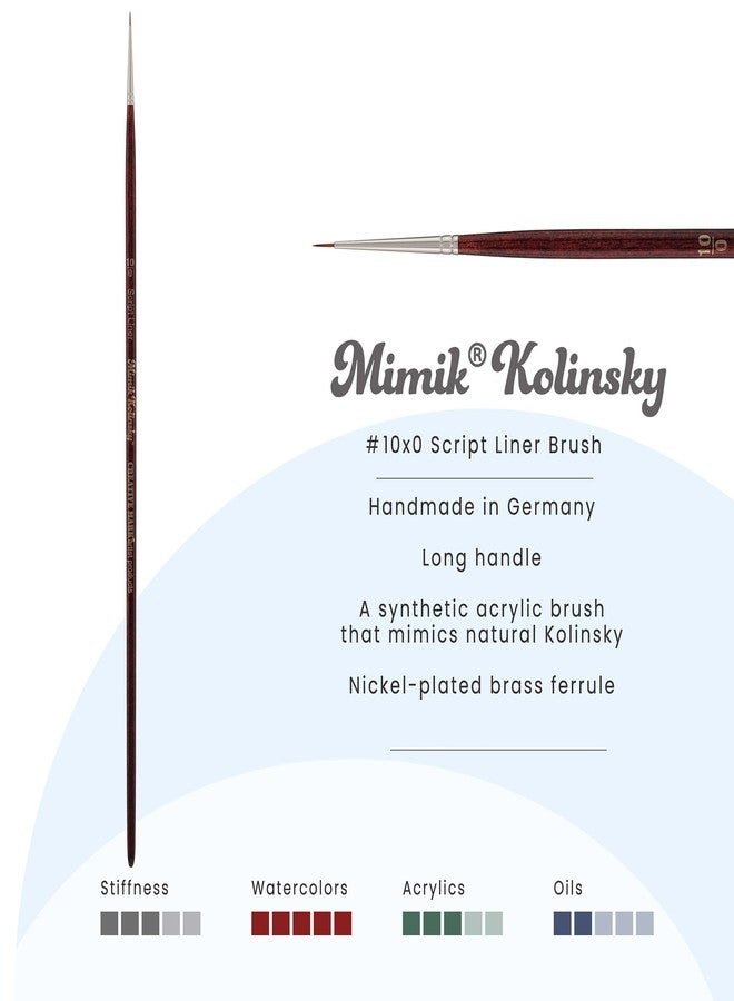 Creative Mark Mimik Kolinsky Watercolor Brush - # 10x0 Script Liner - Long Handle Synthetic Paint Brush - Handmade in Germany - Synthetic Sable Paint Brushes for Professional Artists - Animal-Friendly - Image 2