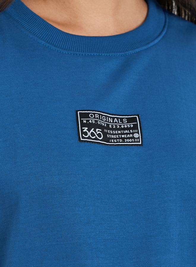 Styli Women Dark Blue Sweatshirt with Badge - Image 3