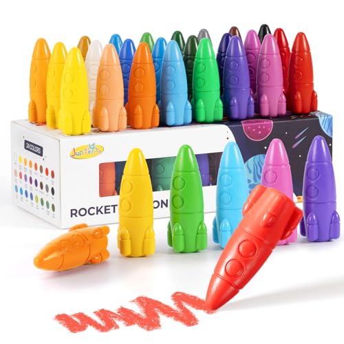 JUPITEARTH 24 Colors Crayons for Toddlers NonToxic Washable Rocket Crayons EasytoHold Coloring Gifts MessFree Art Supplies for Little Hands - Image 1