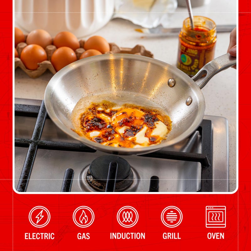 Heritage Steel x Eater 8.5 Inch Frying Pan | Made in USA | 5-Ply Fully Clad Stainless Steel Pan | Stay Cool Handle Design | Induction Ready & Non-Toxic Pan - Image 5