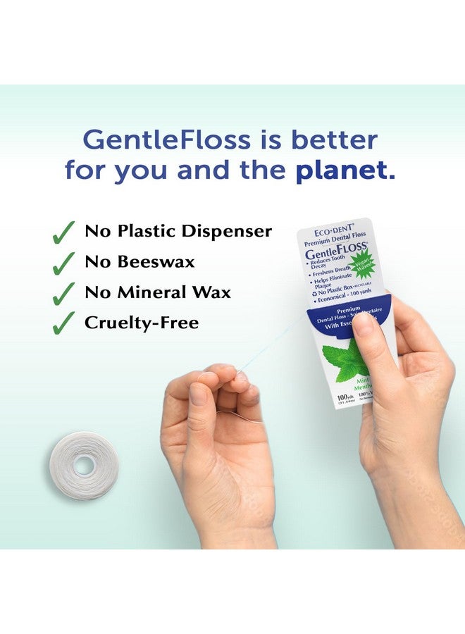 Eco-Dent Gentlefloss Dental Floss Waxed Mint Floss With Vegan Plantbased Wax Recyclable Cardboard Packaging 100 Yds Ea (Pack Of 6) - Image 5