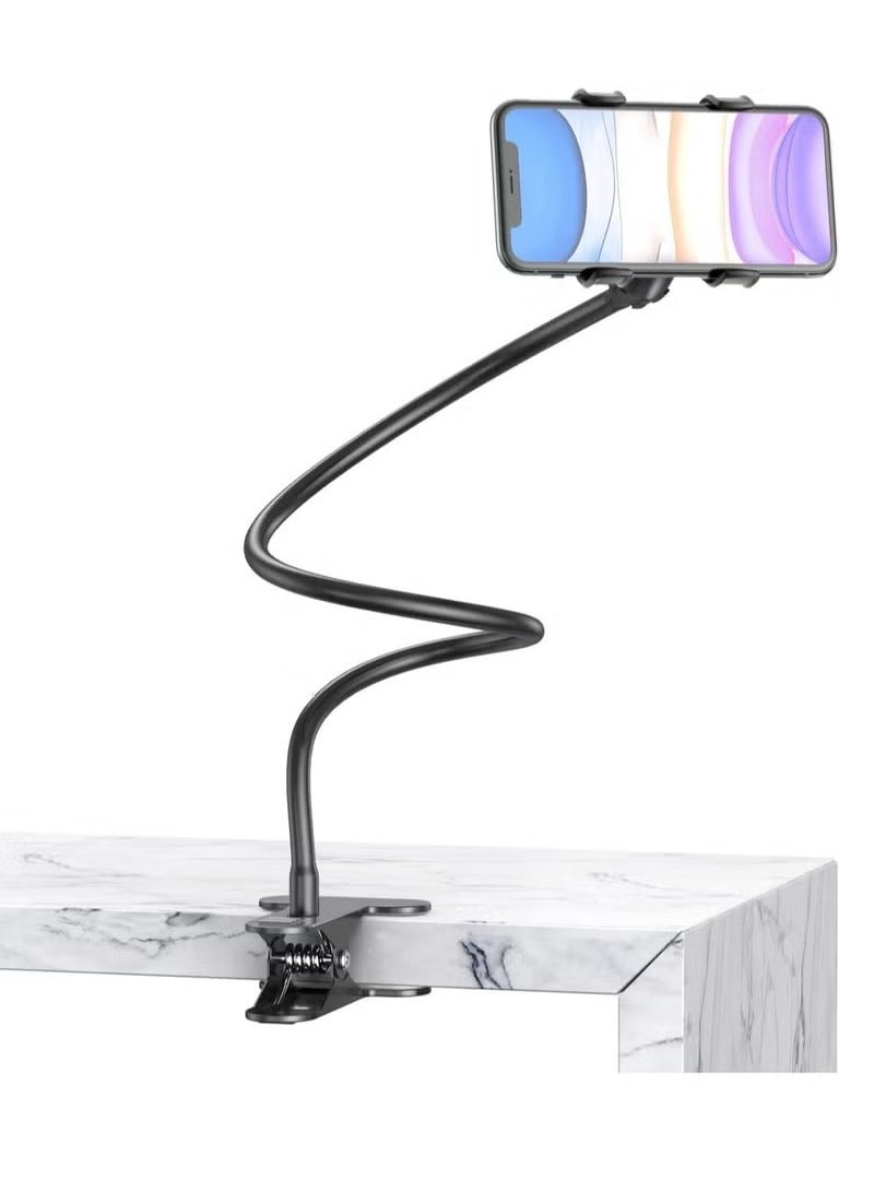 vesus Flexible Solid Grip Phone Holder with Adjustable Universal Gooseneck Smartphone Stand,Used for Bed Kitchen, Black - Image 1