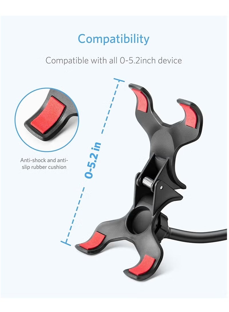 vesus Flexible Solid Grip Phone Holder with Adjustable Universal Gooseneck Smartphone Stand,Used for Bed Kitchen, Black - Image 5