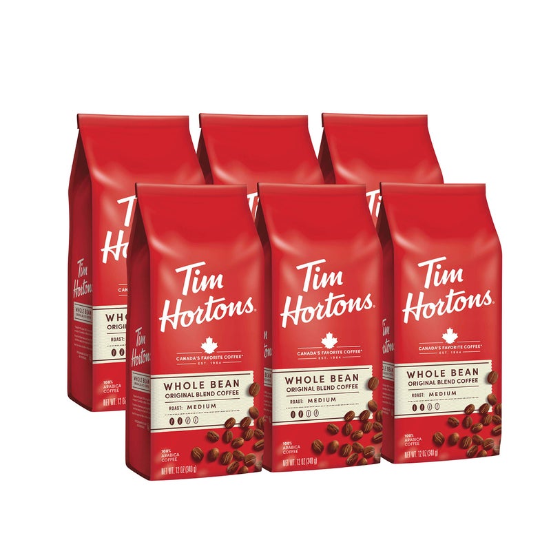 Tim Hortons Whole Bean Original Medium Roast Coffee Made with 100 Arabica Beans 12 Ounce Bag 6Pack - Image 3