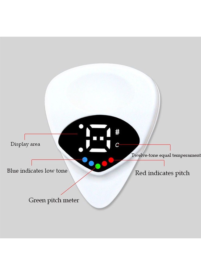 Generic Guitar Tuner Box Guitar Pick, Digital Guitar Pick with LED Screen Display, Guitar Pick with 12 Equal Temperament Notes, College Tuning, Perfect Guitar Gift (White)  - Image 2