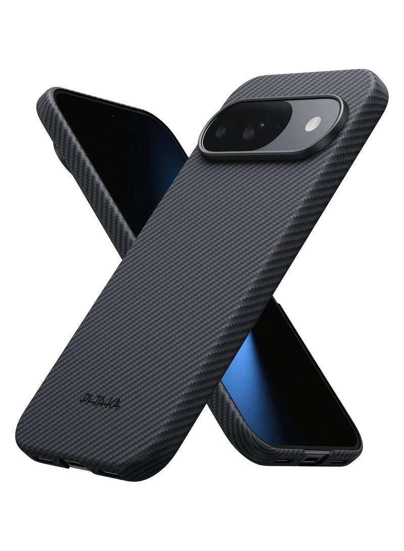 PITAKA غطاء PItaka لجهاز Google Pixel 10، غطاء رقيق وخفيف لجهاز Pixel Fold مع MagSafe، مصنوع من ألياف الأراميد [MagEZ Case 5 - نسج مدمج أسود/رمادي] (Pixel 10 Pro/ Pixel 10) - Image 1