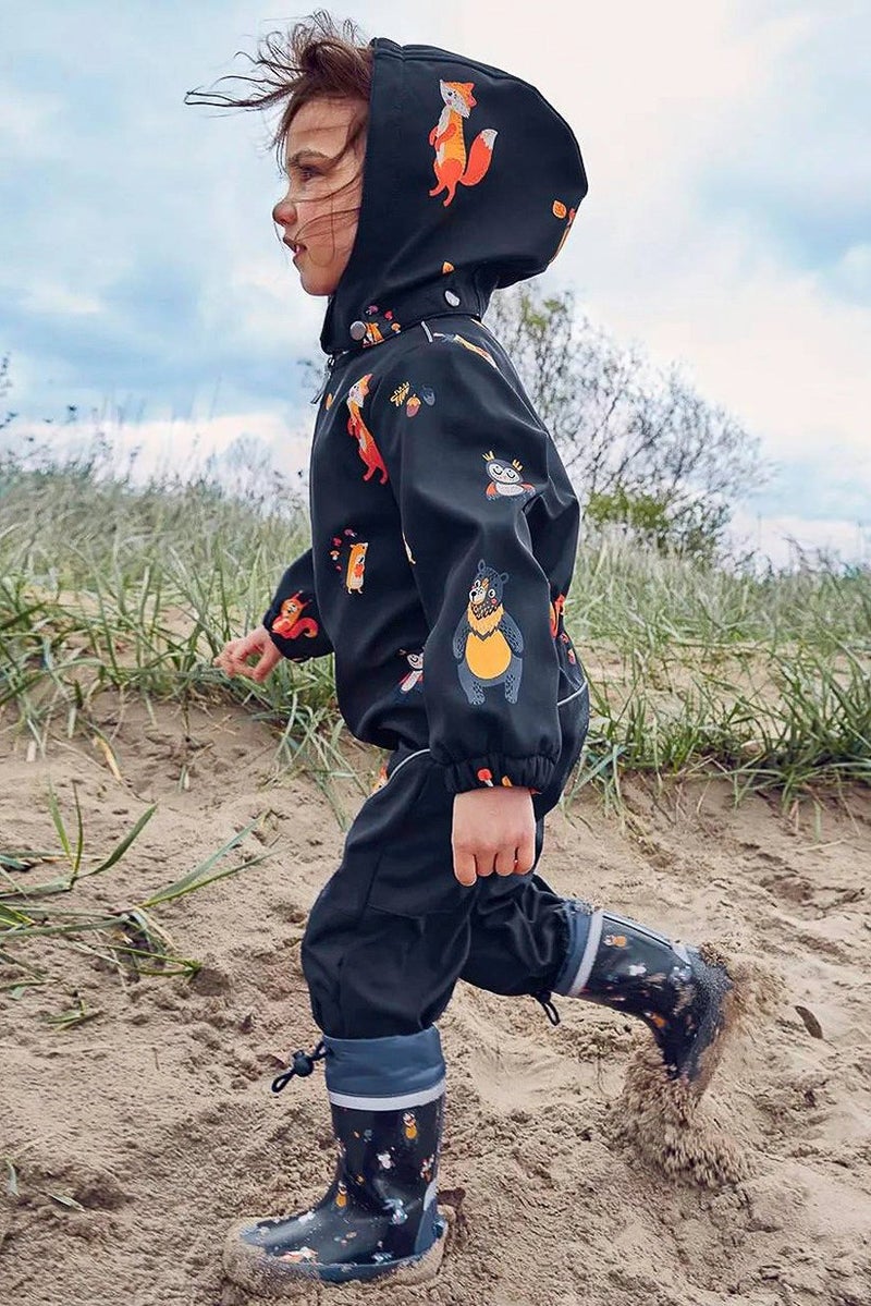 Tchibo Toddler Boys Hooded Soft,Shell Romper Suit, Navy - Image 1