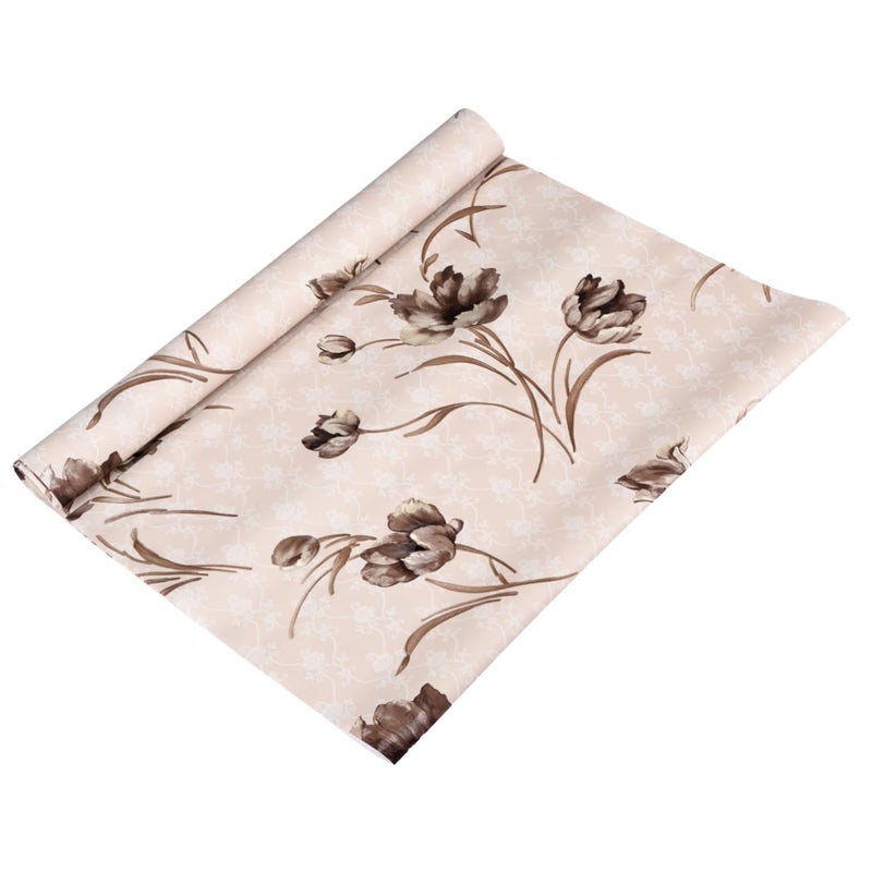 Kuber Industries Shelf Liner Kitchen Cabinet Shelf Protector Kitchen Liners for Cabinets and Drawers Flower Shelf Liner Roll 3 MTR Brown - Image 1