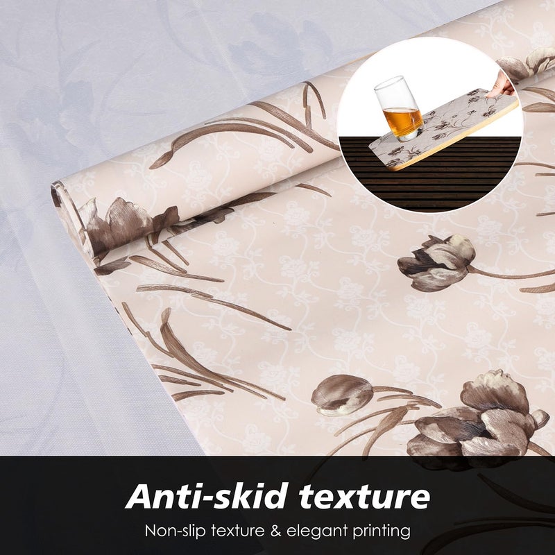 Kuber Industries Shelf Liner Kitchen Cabinet Shelf Protector Kitchen Liners for Cabinets and Drawers Flower Shelf Liner Roll 3 MTR Brown - Image 5