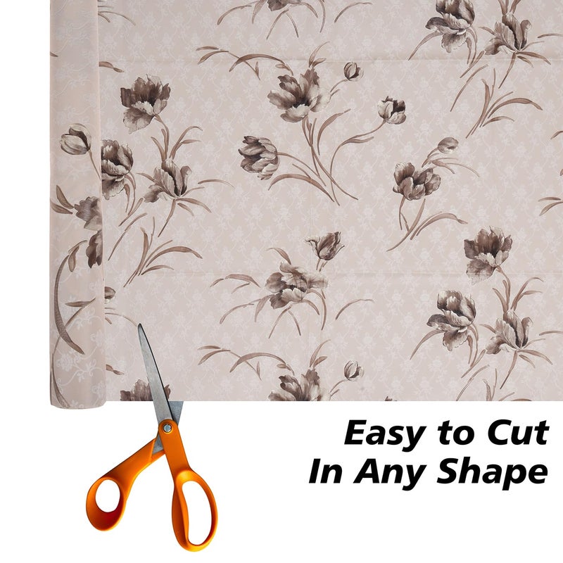 Kuber Industries Shelf Liner Kitchen Cabinet Shelf Protector Kitchen Liners for Cabinets and Drawers Flower Shelf Liner Roll 3 MTR Brown - Image 2