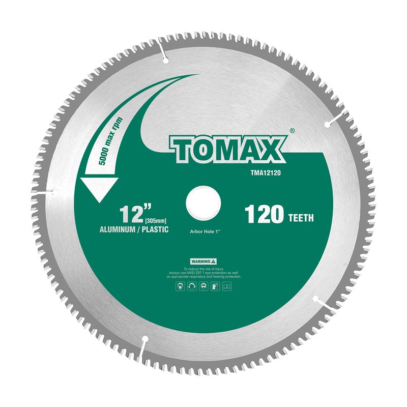 TOMAX 12-Inch 120 Tooth TCG Thin Aluminum and Non-Ferrous Metal Saw Blade with 1-Inch Arbor - Image 5