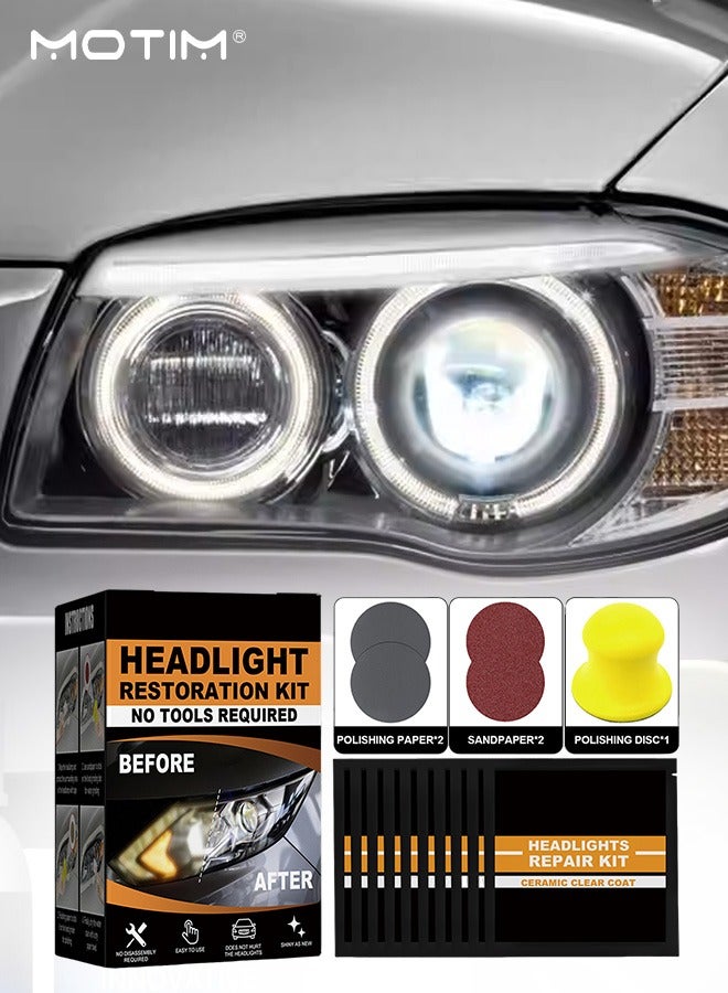 Motim Car Headlight Repair Restoration Kit, Ceramic Trim Coat Kit, Brings Headlights Back to Like New Condition, Restore Cloudy Dull and Yellowed Lens - Image 2