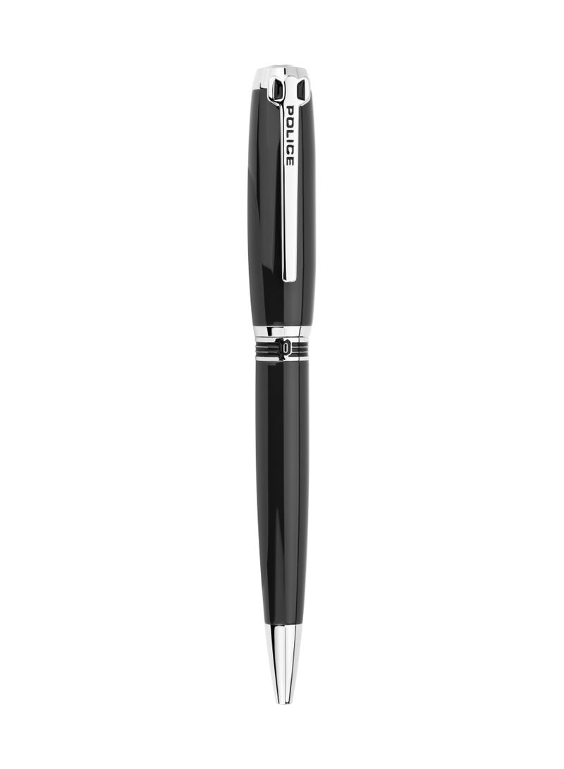 Police Cooper Black & Silver Stainless Steel Extra Fine Drill Ballpoint Pen - Image 2