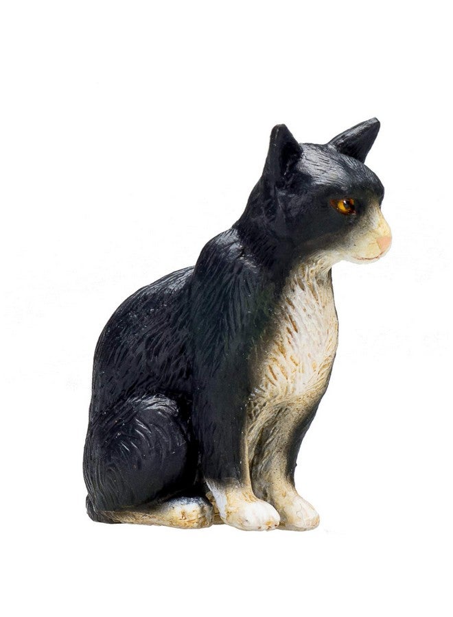 MOJO Black and White Cat Sitting Realistic Domesticated Animal Hand Painted Toy Figurine - Image 3