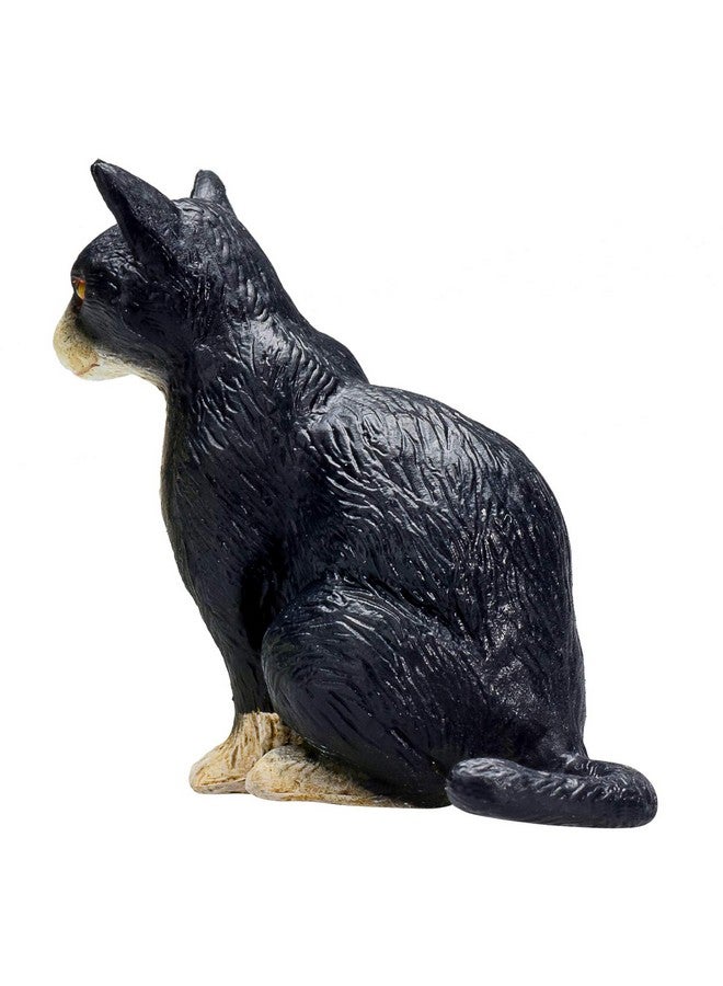 MOJO Black and White Cat Sitting Realistic Domesticated Animal Hand Painted Toy Figurine - Image 4