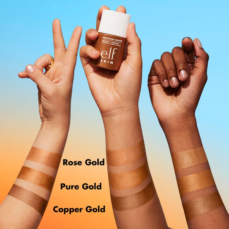 elf e.l.f. SKIN Bronzing Drops, Liquid Bronzer For Face & Skin, Creates A Sun-Kissed Glow, Infused With Vitamin E, Vegan & Cruelty-Free, Copper Gold - Image 4