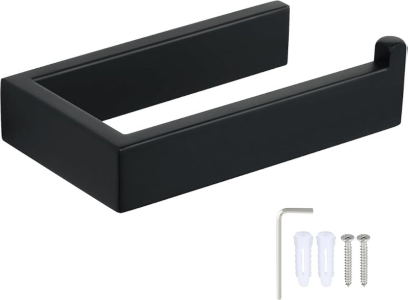 SAYAYO حامل ورق تواليت جداري من الفولاذ المقاوم للصدأ SUS304 من سايايو، مناسب للحمام والمطبخ، تصميم مربع أسود غير لامع، EGKN2211-B