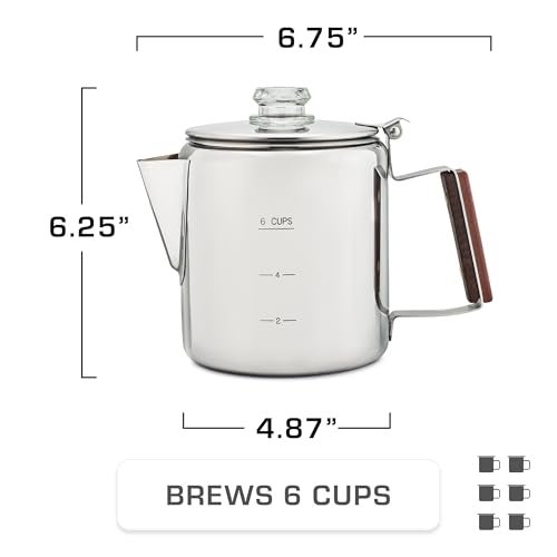 COLETTI Bozeman Percolator Coffee Pot — NO Aluminum or Plastic [6 cup] - Image 4