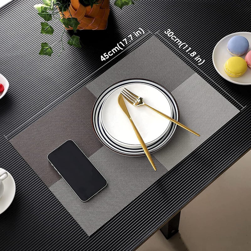 ZMOXY PVC HeatStain Resistant Table Placemats AntiSkid Washable Kitchen Table Mats NonSlip Double Sided Placemats Easy to Clean Suitable for Dining Table Kitchen Restaurant Brown Pack of 6 - Image 3