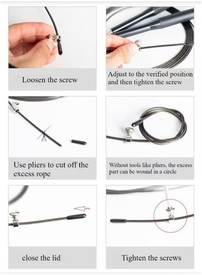 كيوشوب حبل قفز احترافي قابل للتعديل بسلك ستيل ومقابض معدنية – Speed Jump Rope ببيرنج مزدوج 360° – حبل نط سريع للكارديو وحرق الدهون وتمارين اللياقة - Image 3