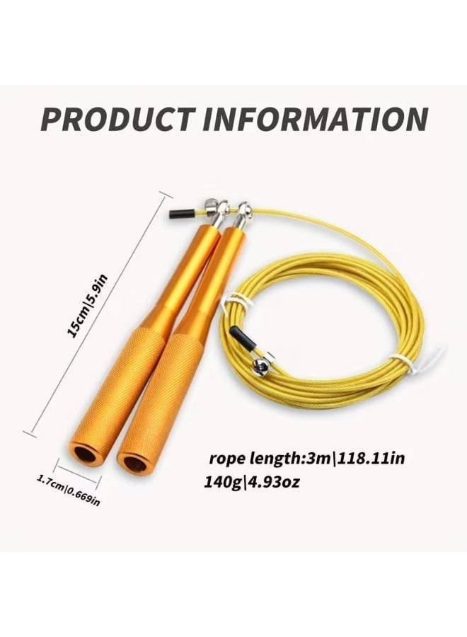 كيوشوب حبل قفز احترافي قابل للتعديل بسلك ستيل ومقابض معدنية – Speed Jump Rope ببيرنج مزدوج 360° – حبل نط سريع للكارديو وحرق الدهون وتمارين اللياقة - Image 4