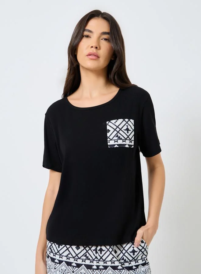 Take Two Take Two Graphic Pocket Detail T-Shirt and Pyjama Set