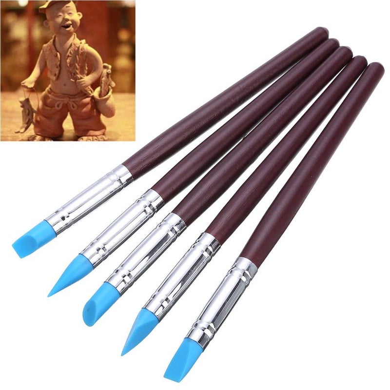 deziine DEZIINE 5Pcs Polymer Clay Tools Carving Craft Brush Pottery Tools Clay Sculpture Nail Art Tools Pottery Ceramics Tool Color Shapers  - Image 3