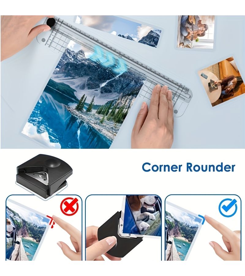 Black ABS Plastic A4 Laminator Machine with Built in Cutter and Corner Rounder Includes 10 Pouches Cold and Thermal for Home Office - Image 4