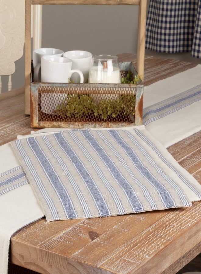 Piper Classics Doylestown Blue Placemats with Appliqued Grain Sack Stripe, Set of 4 Place Mats, Blue & Cream, Rustic Farmhouse, Vintage, Cottage, Country Kitchen Décor - Image 5