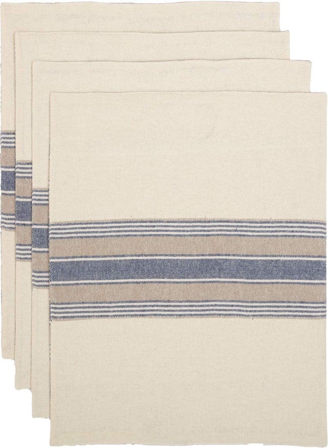 Piper Classics Doylestown Blue Placemats with Appliqued Grain Sack Stripe, Set of 4 Place Mats, Blue & Cream, Rustic Farmhouse, Vintage, Cottage, Country Kitchen Décor - Image 2