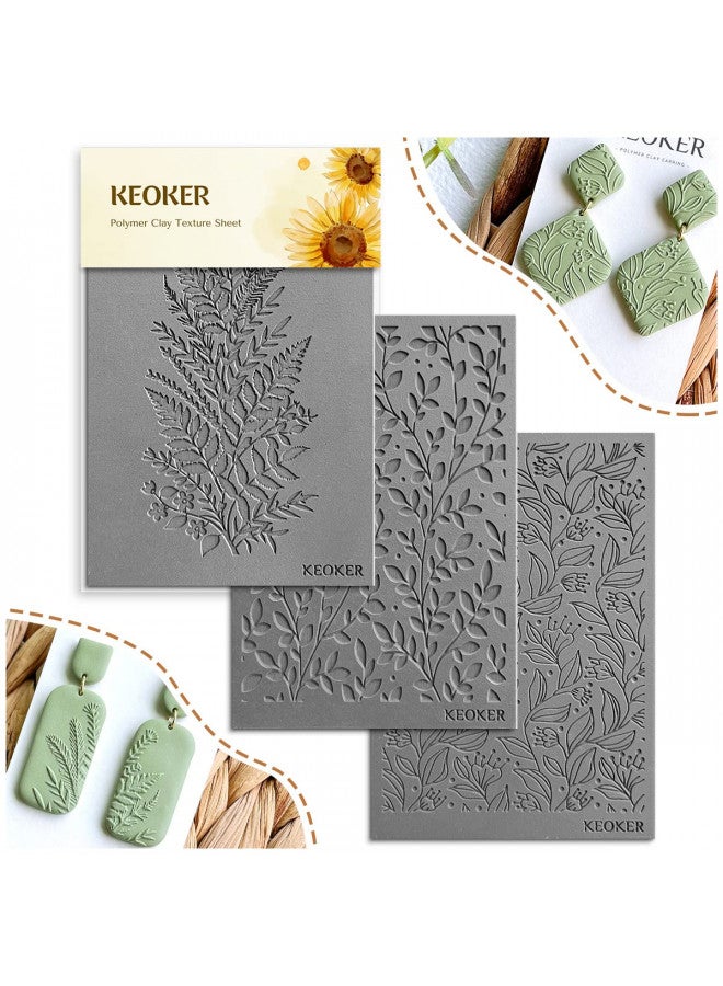Keoker Polymer Clay Texture Sheets, Clay Texture Mat for Making Earrings Jewerly, Polymer Clay Earrings Tools (No. 7-8) - Image 1