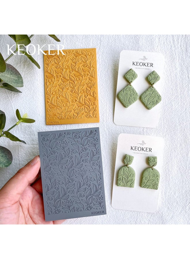 Keoker Polymer Clay Texture Sheets, Clay Texture Mat for Making Earrings Jewerly, Polymer Clay Earrings Tools (No. 7-8) - Image 2