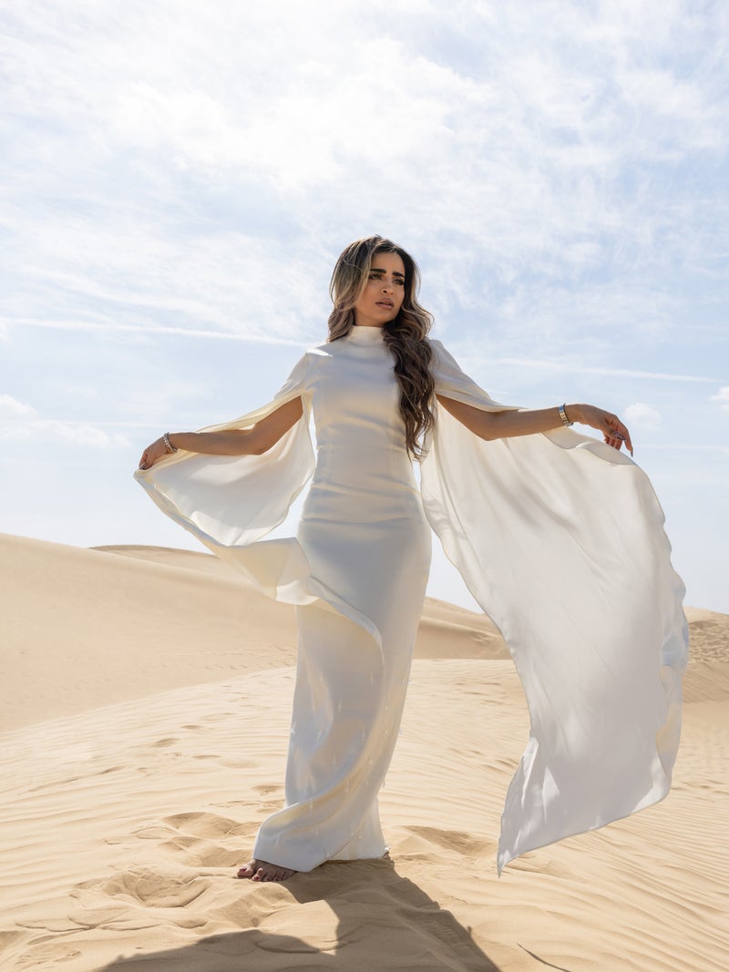 Lichi Maxi dress with loose sleeves and skirt embellishment - Image 3