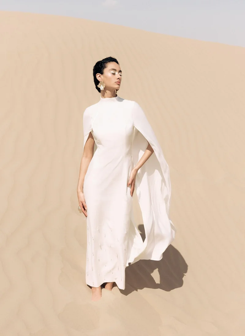 Lichi  Maxi dress with loose sleeves and skirt embellishment for Women | Best Price UAE