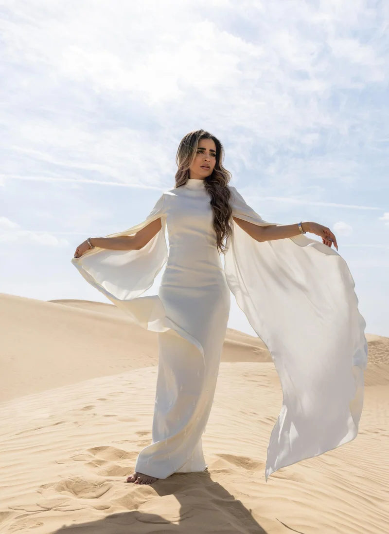 Lichi  Maxi dress with loose sleeves and skirt embellishment for Women | Best Price UAE