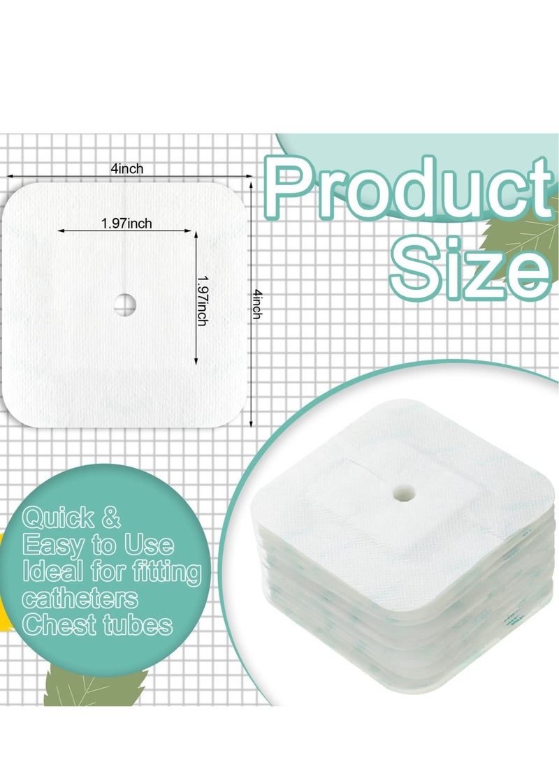 SYOSI وسادة أنبوب التغذية، أغطية أنبوب التغذية، ضمادة لاصقة لتصريف مقسم، رقعة قسطرة غسيل الكلى، جهاز تثبيت أنابيب فولي (عبوة من 30 قطعة 4 × 4 بوصة) - Image 3