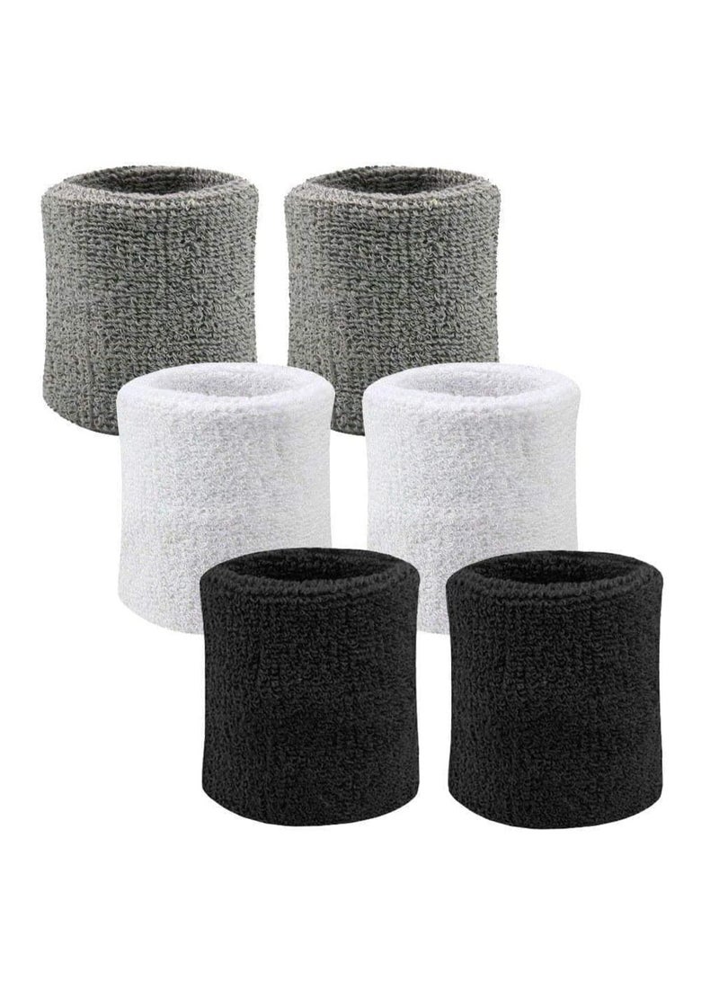 Generic 3 Sports Wristbands Sweat-Absorbent Basketball Running Football Black Grey White Joker