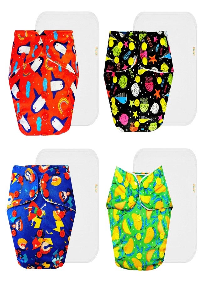 Dumbledo Premium Cloth Diaper with Cotton Insert (Pack of 4) | Snug Fit | 6-Layer Absorbent Pad | Quick Dry | Trusted by Moms | 3 Months - 3 Years | Unisex Baby - Image 1