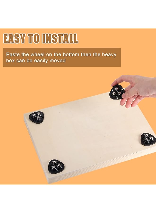 إيروريكس 12 قطعة من عجلات البكرات اللاصقة الصغيرة ذاتية اللصق، عجلات دوارة تدور 360 درجة، بكرة دوارة S لصندوق تخزين السيارات اللعبة، رفوف الأحذية، سلة المهملات DIY باللون الأسود - Image 2