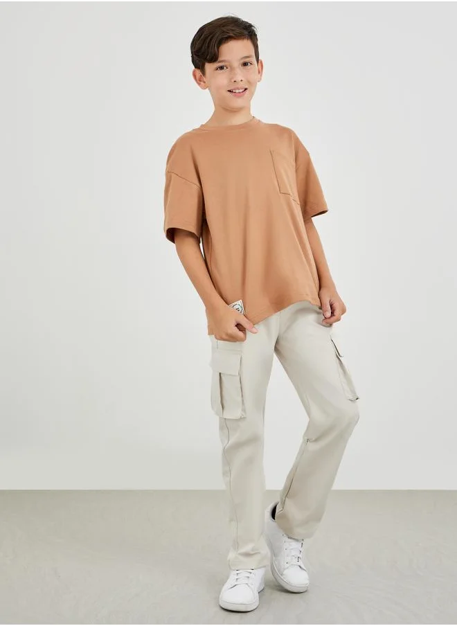 Styli Styli Solid Oversized T-Shirt with Chest Pocket Detail