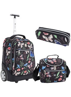 Wires 3 Piece Kids School Trolley Bag laptop compartment 2 Wheels With Lunch bag & Pencil Case  - Image 1