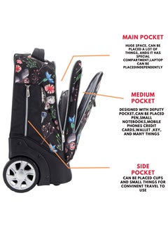 Wires 3 Piece Kids School Trolley Bag laptop compartment 2 Wheels With Lunch bag & Pencil Case  - Image 2