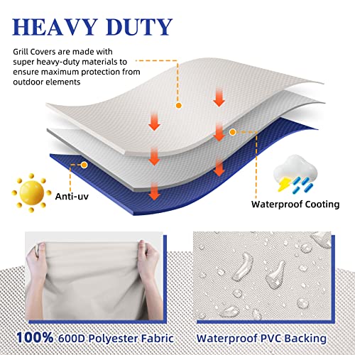CUSSIOU Grill Cover 600D Heavy Duty, Universal Fit Waterproof BBQ Grill Protector with Adjustable Straps, Weatherproof Outdoor Oven Cover for All Seasons - Image 5