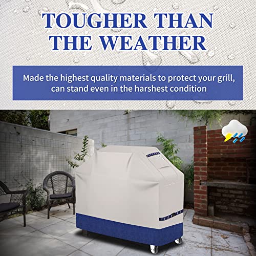 CUSSIOU Grill Cover 600D Heavy Duty, Universal Fit Waterproof BBQ Grill Protector with Adjustable Straps, Weatherproof Outdoor Oven Cover for All Seasons - Image 3