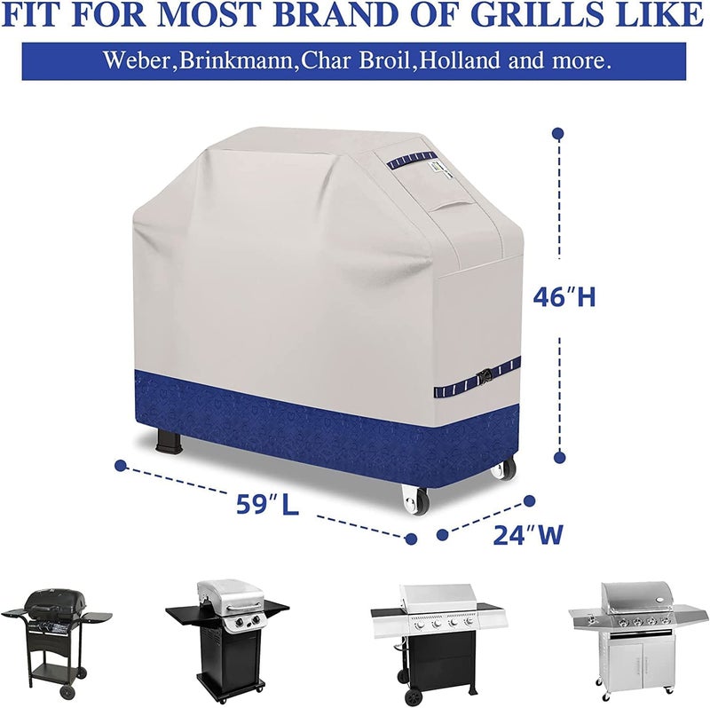 CUSSIOU Grill Cover 600D Heavy Duty, Universal Fit Waterproof BBQ Grill Protector with Adjustable Straps, Weatherproof Outdoor Oven Cover for All Seasons - Image 2