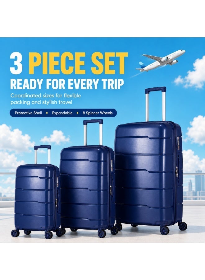 3-Piece Hard Shell Trolley Luggage Set with 360° Spinner Wheels – Lightweight Travel Suitcases for Business and Family Trips - Image 4