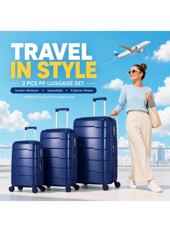 3-Piece Hard Shell Trolley Luggage Set with 360° Spinner Wheels – Lightweight Travel Suitcases for Business and Family Trips - Image 1