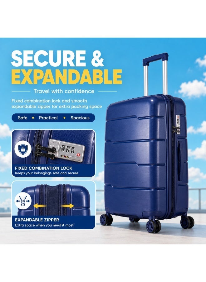 3-Piece Hard Shell Trolley Luggage Set with 360° Spinner Wheels – Lightweight Travel Suitcases for Business and Family Trips - Image 3