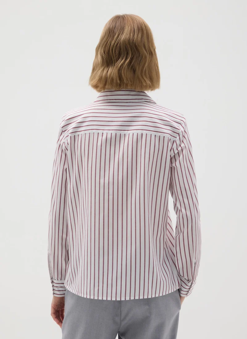 او في اس MULTICOLOUR COTTON BLEND SLIM FIT SHIRT